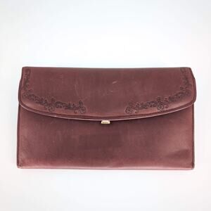 Vintage Buxton Burgundy Brown Cashmere Cowhide Leather Wallet & Coin Purse - GUC